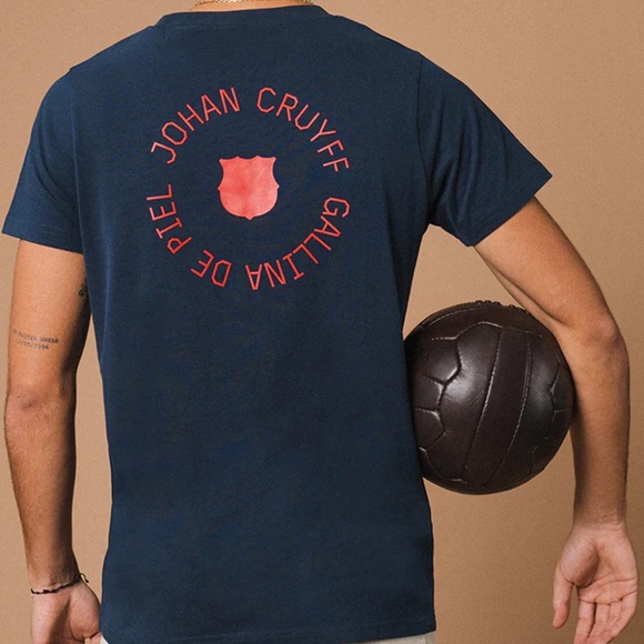 FC Barcelona CRUYFF COLLECTION T-Shirt Navy Blue #9 - Men's Large - Picture 1 of 6
